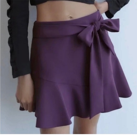 Zara Dresses & Skirts - Zara Purple Tie Skirt‎ Size M